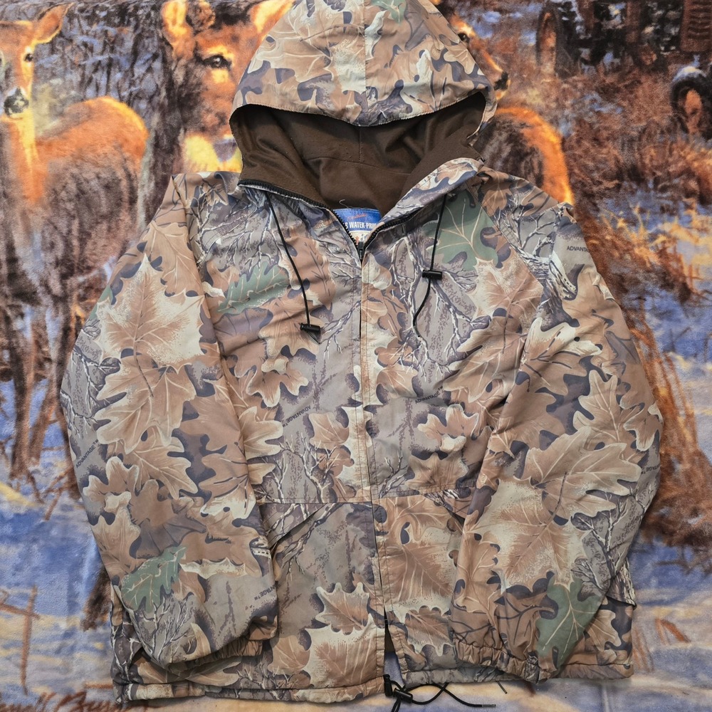 Vintage Walls Camo Waterproof Full Zip Fleece Insulated Down Hoodie sz 2XL